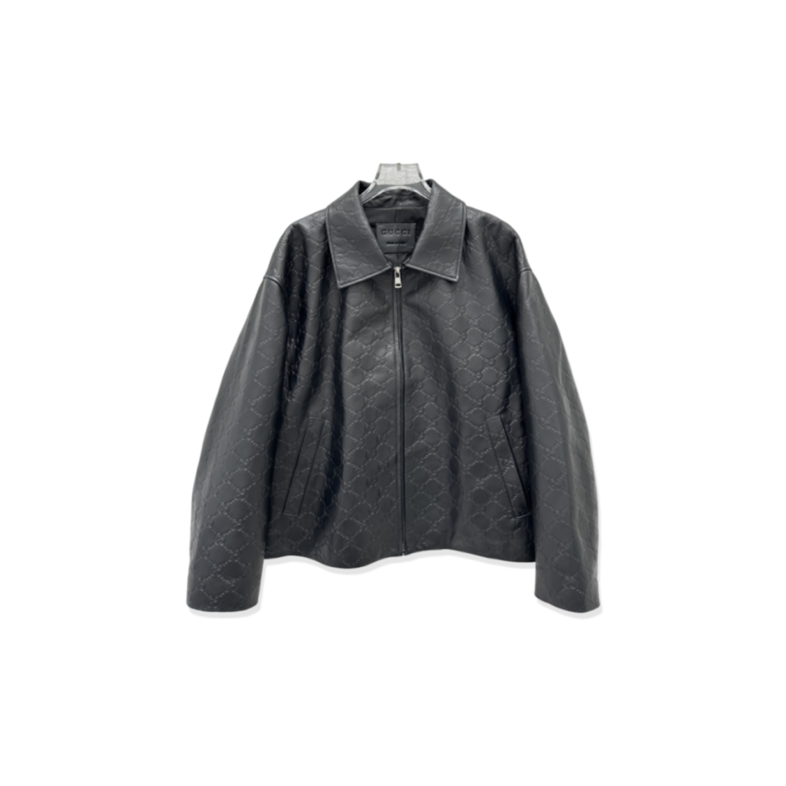 GUCCI OVERSIZE EMBOSSED GG LEATHER JACKET 834306 